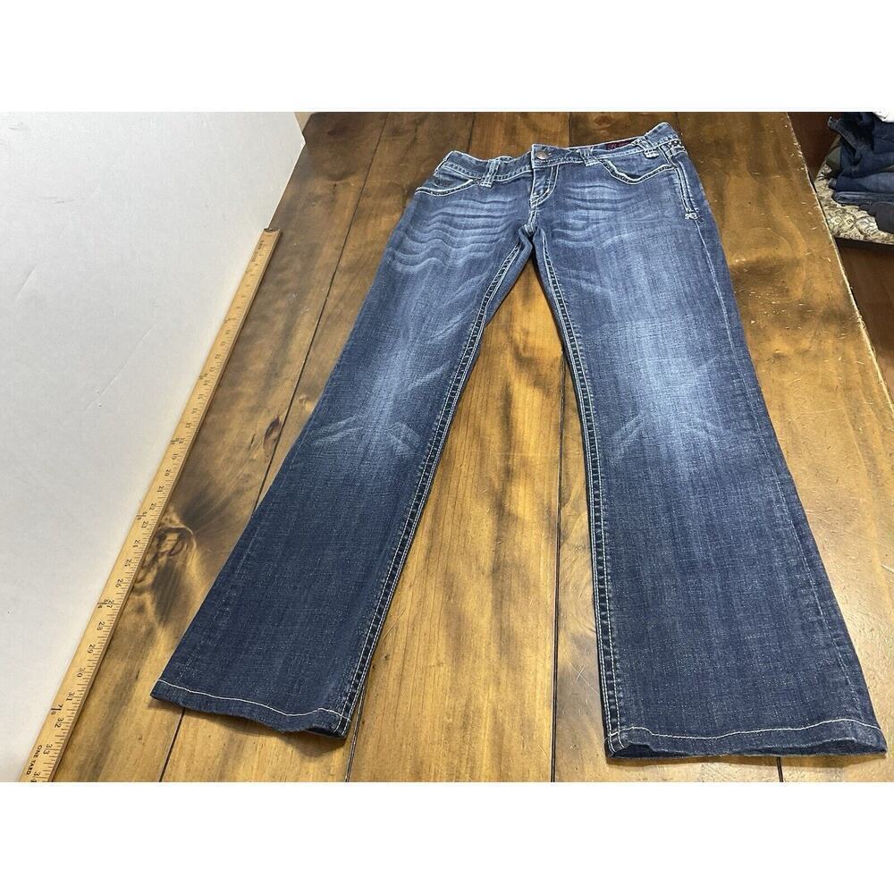 Rock & Roll Cowgirl Low Rise Women's Studded Jeans Tag Size 29x34 Altered 29x29